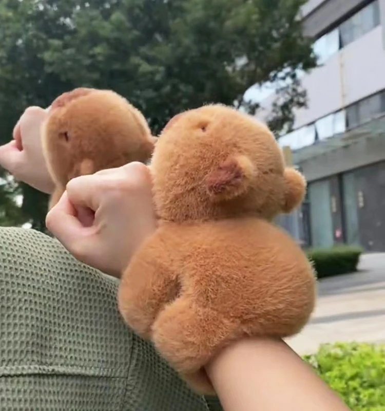 Braccialetti A Scatto Capybara Peluche Per Bambini - Set Con Piccolo Zainetto, Morbido E Anti-Stress - Regalo Originale Rosa