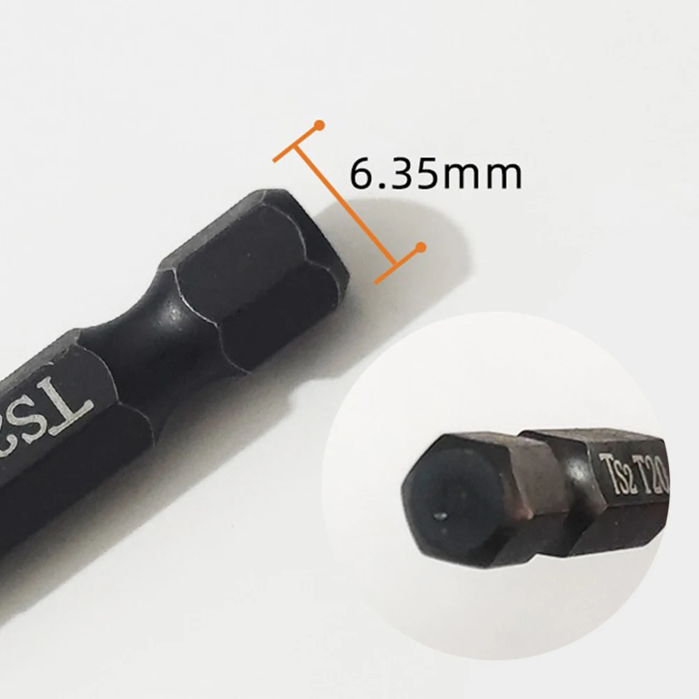 6 Pcs 50mm Torx 스크루 드라이버 비트 자기 1/4 생크 스크루 드라이버 비트 세트 T10-T40 스크루 드라이버 드릴 용 단일 헤드 드릴 비트