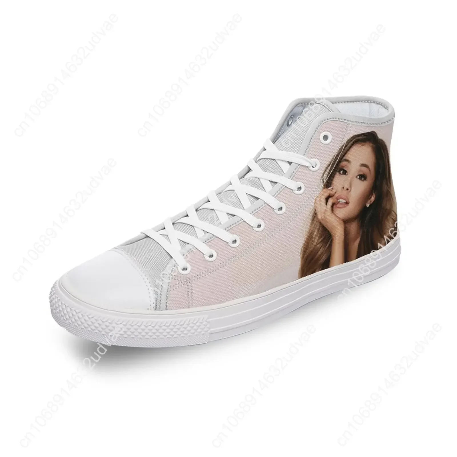 Ariana Grande High-top Canvas Shoes Diy Luxury Men's and Women's Casual Shoes Fashion Flat Sneakers Party Zapatillas Mujer
