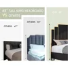 Bed Frame and 65" Headboard, Upholstered bed with Golden Plating Trim, Modern Platform Bed No Box Spring Needed, 5