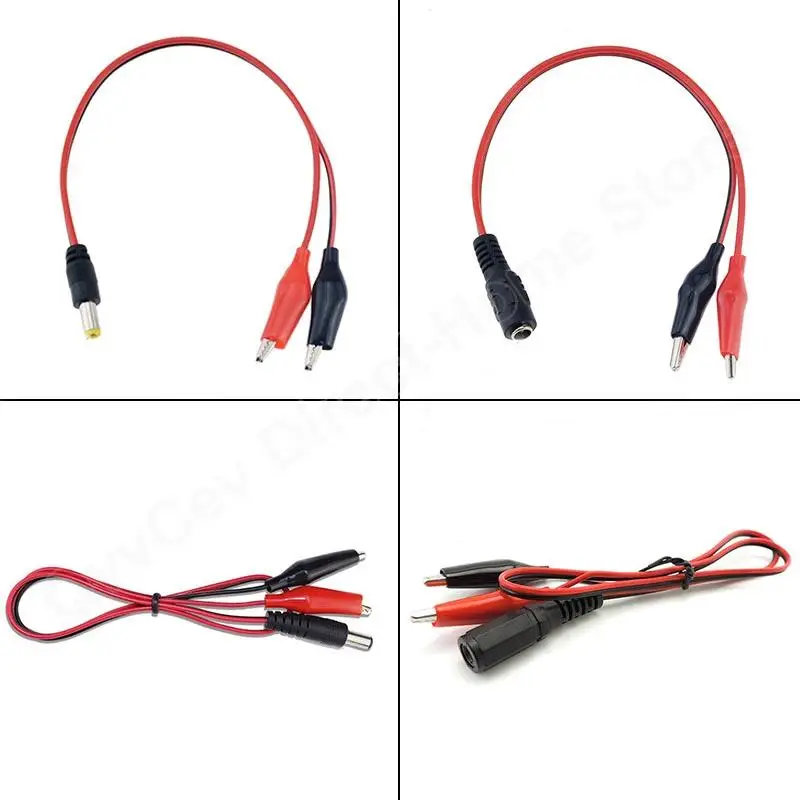 2 Alligator Clip to 1 Male Female DC Power Plug Connector Adapter Wire DC 5.5*2.1mm Clips Crocodile Test Leads alligator clips electric test clamp test probes test clip