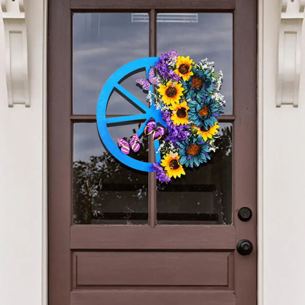 

Simulation Artificial Garland Ornament Spring Sunflower Wreath Front Door Pendant Wall Hanging Christmas Wreath Party Decoration