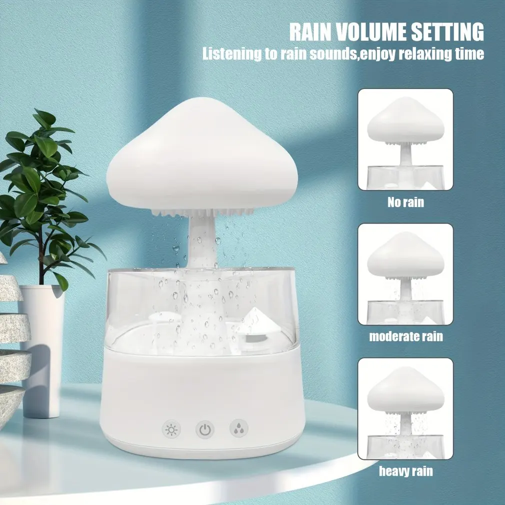 

7 Colours Mushroom Air Humidifier Rain Cloud Humidifier Essential Oils Diffuser Water Drops Colorful Night Light Home Bedroom