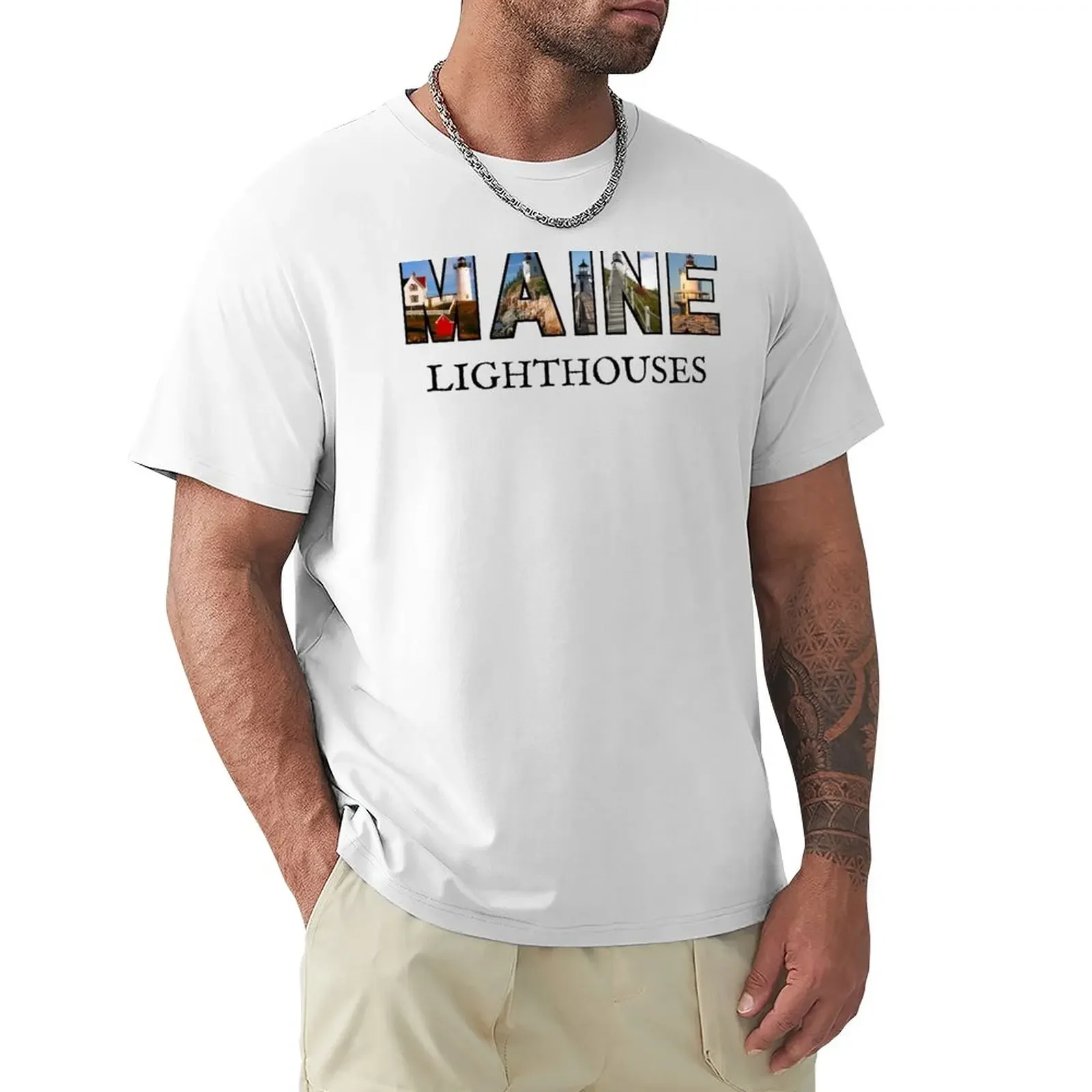 

Maine Lighthouses T-Shirt oversized sweat korean fashion t shirts for men