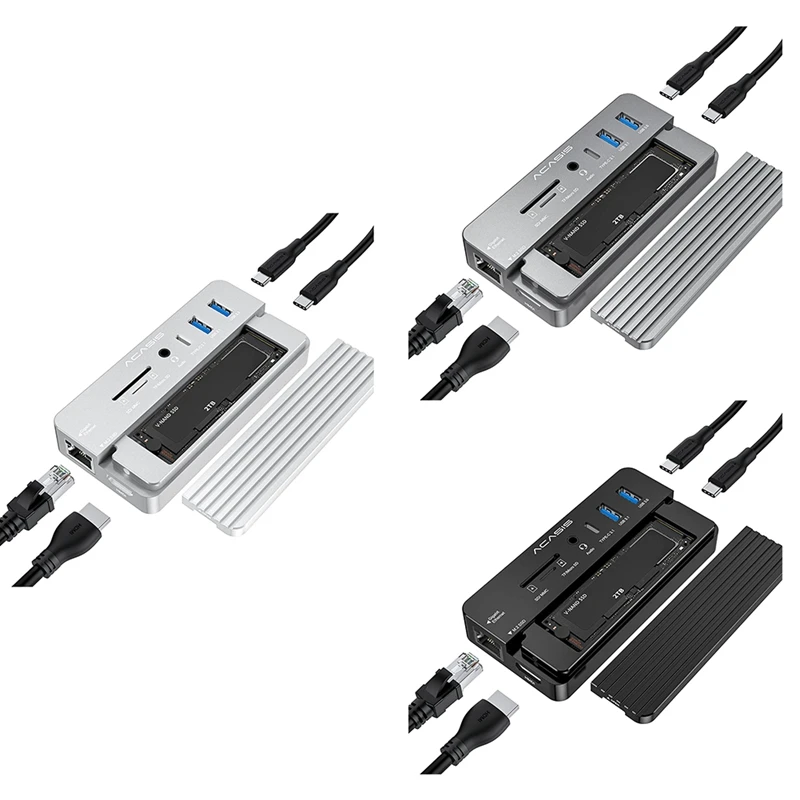 

ACASIS 10 In 1 Docking Station USB-C 3.2 HUB 10Gbps With M.2 NVME And SATA SSD Enclosure -Compatible 100W PD For PC