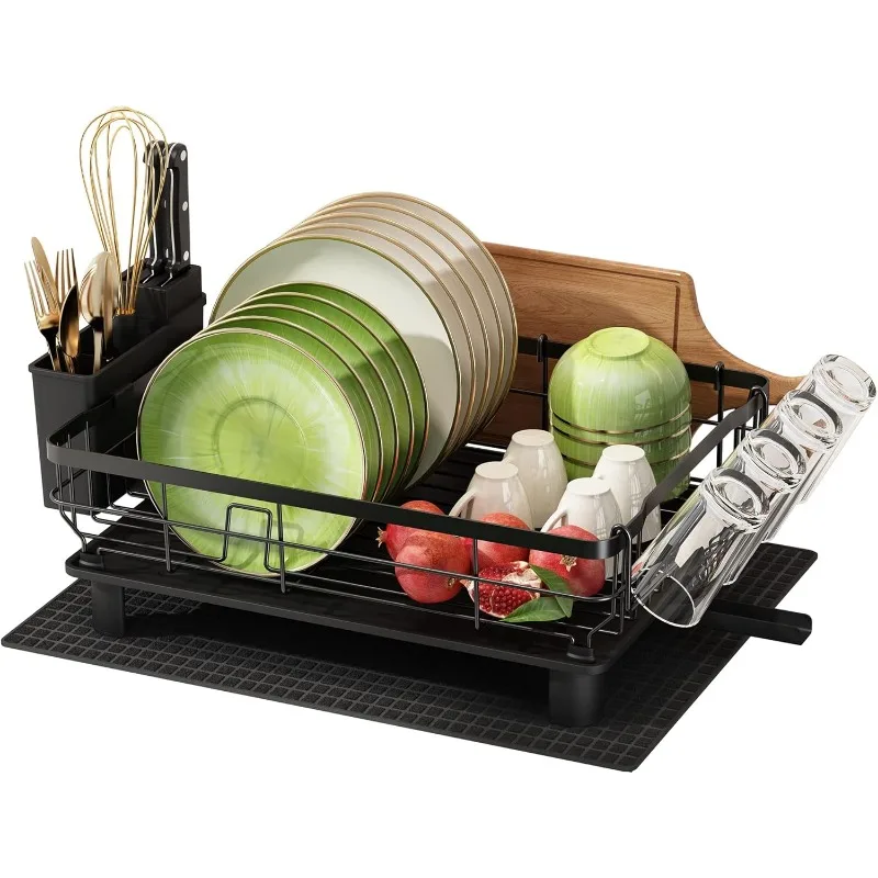 Stainless Steel Dish Drying Rack, Extra Large Dish Racks for Kitchen Counter, 2 Tier Dish Drainer and Drainboard Set 6