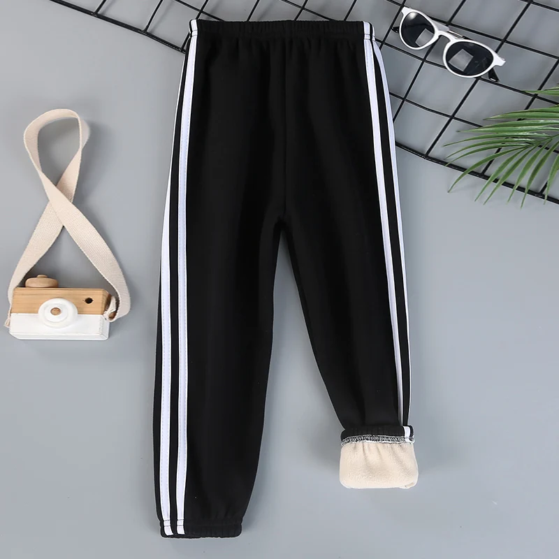 Children's Solid Color Sports Plus Velvet Pants Autumn and winter Boys and Girls Comfortable Leisure Warm Sports Fashion Pants girls pants boys pants kids pants
