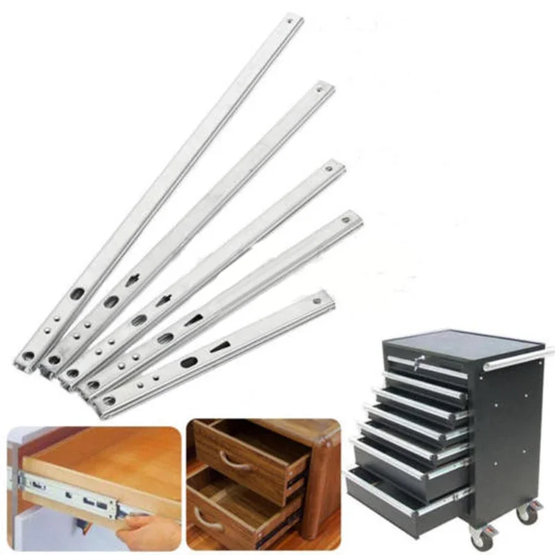 Description Picture 3 of item2PCS Drawer Slides Kitchen Cupboard Furniture Guide Rail Stainless Steel 2-Section Cabinet Slide Hardware