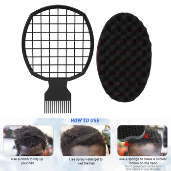 Hair Curl Weave Dreads Sponge Brush Plastic Hair Twist Comb Sponge Set Magic Hair Sponge Curl Comb Hair Styling Supplies Tool 1