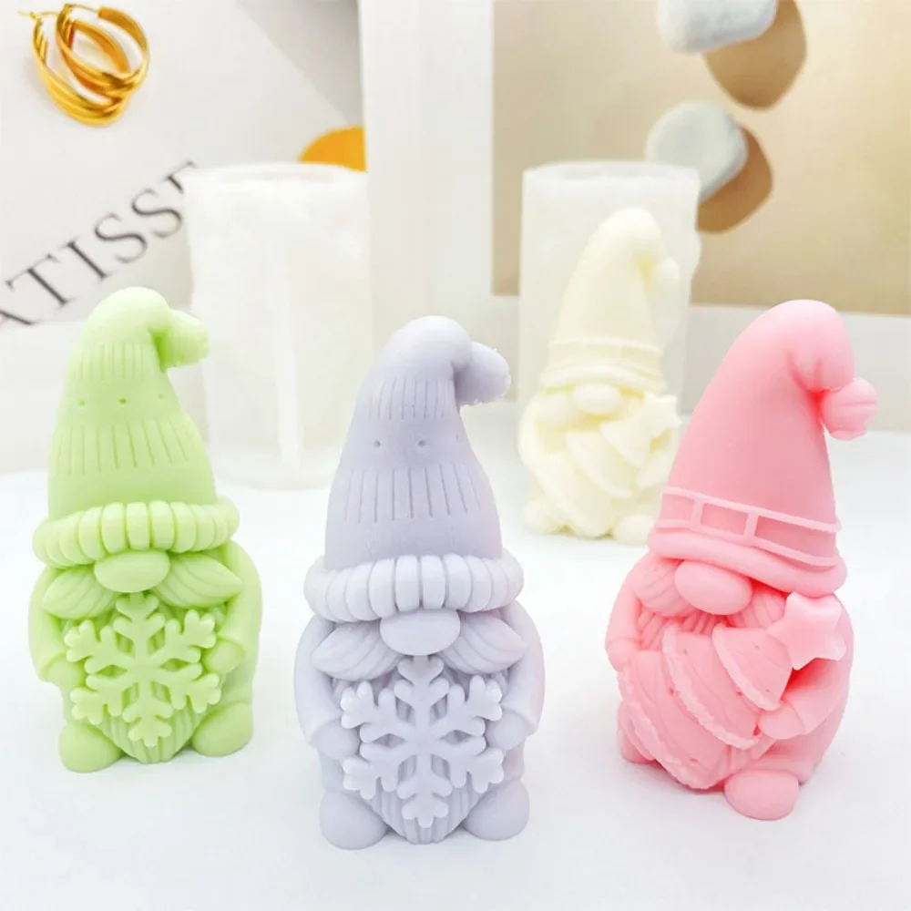 Beard Dwarf Christmas Tree Candle Moulds Snowflake Santa Claus Gypsum Soap Silicone Molds Human Chocolate Gift Party Decor