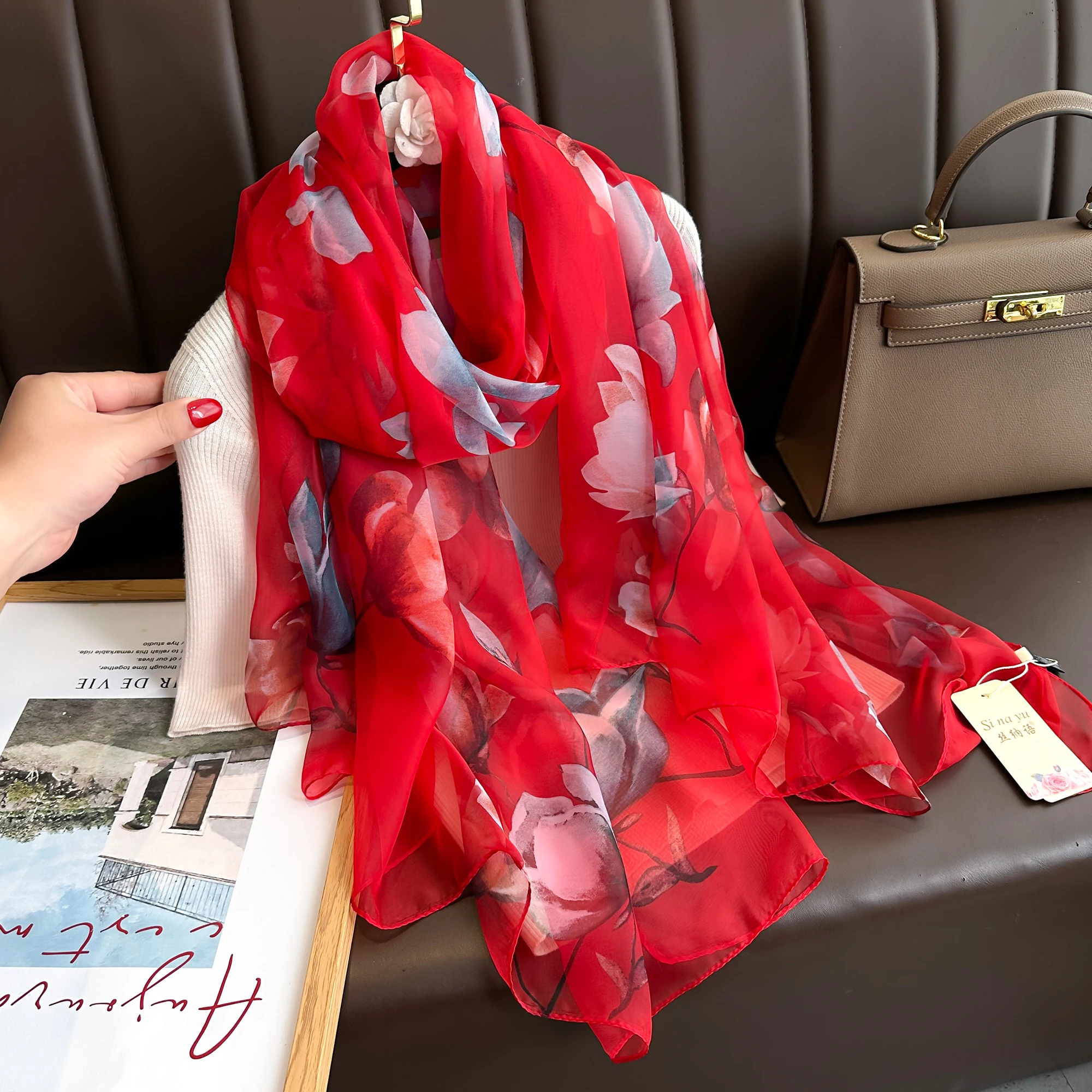 New Design Silk Scarf Soft Sun Protection Shawl High Quality Neckerchief Four Seasons Cotton Voile Soft Muslim Kerchief Bandanna