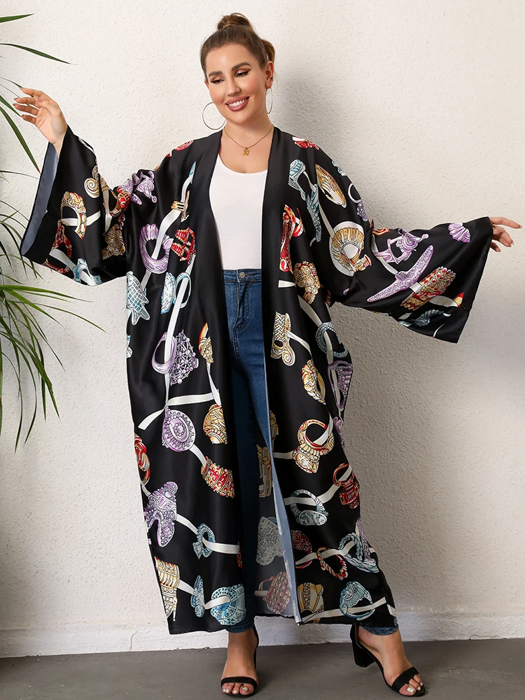 

Print Beach Kimono Cover-ups Front open Boho Dress Robe de Plage Pareos de Playa Mujer Swimsuit Cover up Kaftan Sarong Beachwear