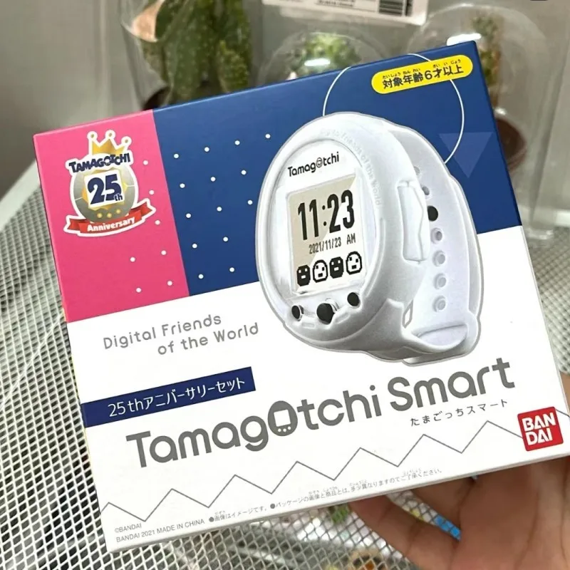 

Original Bandai Tamagotchi Smart 25th Anniversary Limit Electronic Pets White Watch Style Case Portable Game Console Toy Gift