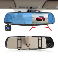 Dashcam 4.3 pouces 1080P IPS voiture DVR enregistreur de conduite rétroviseur double lentille enregistreur de voiture Support caméra de recul boîte noire 5