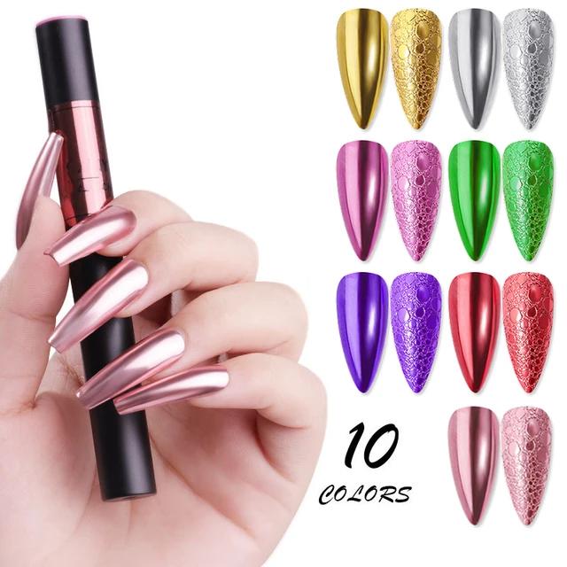 Mirror Nail Chrome Magic Powder  Chrome nail art, Pink chrome