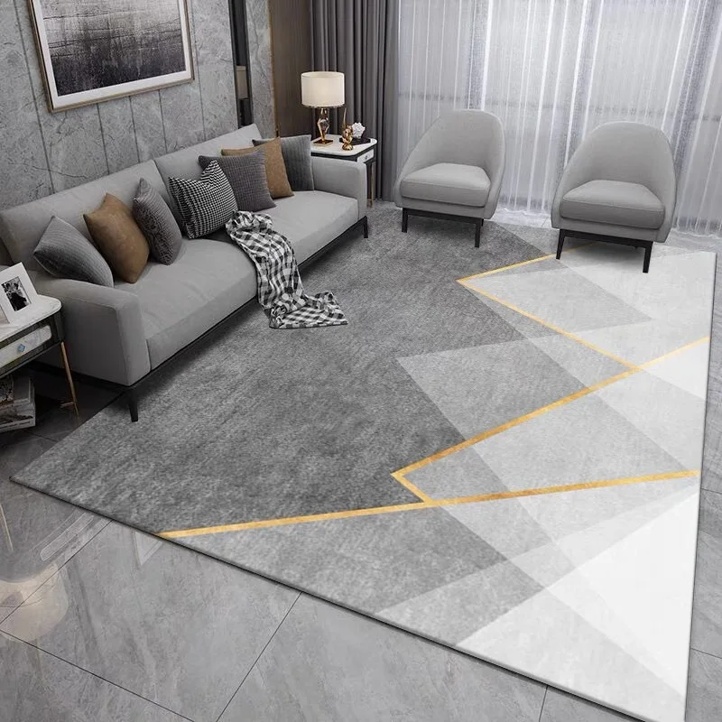 VIKAMA Crystal Velvet Nordic Geometric Home Living Room Carpet Wear-Resistant Anti-Slip Large Area Full Carpet