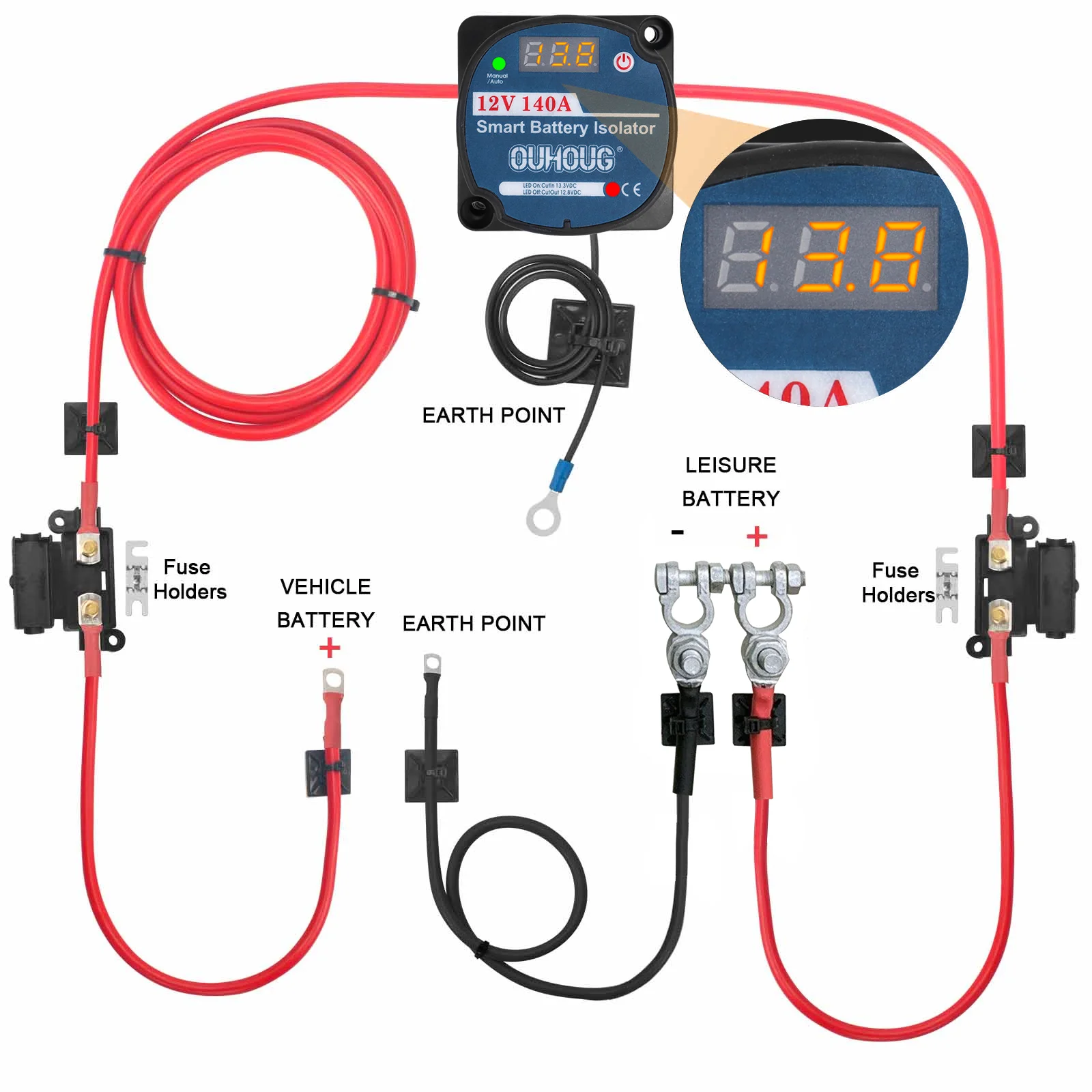 Kit Isolatore Batteria 12V 140A - Con Display LED, Per Camper, Barche, Veicoli - Foto 5