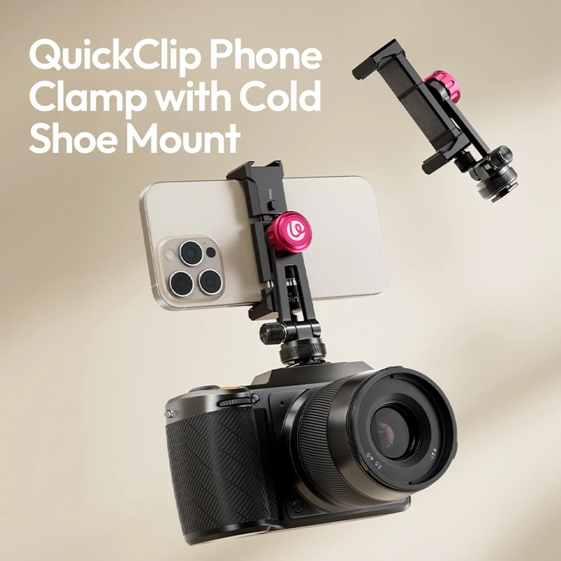 Ulanzi MA51 QuickClip Phone Clamp / MA61 QuickClip Phone Clamp with Cold Shoe Mount for Camera Phone Light Vlog Shots Livestream