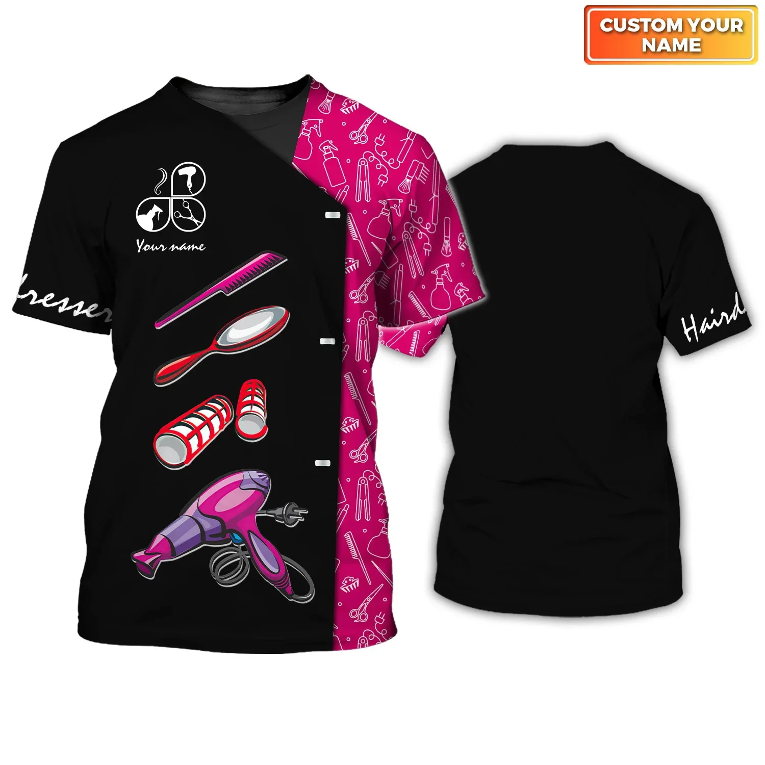 Neuestes Sommer-Herren-T-Shirt mit individuellem Namen, Friseur, 3D-gedruckt, Unisex-T-Shirt, Friseur-Werkzeuge, T-Shirts (nicht Arbeitskleidung) DW179 – Detail 19