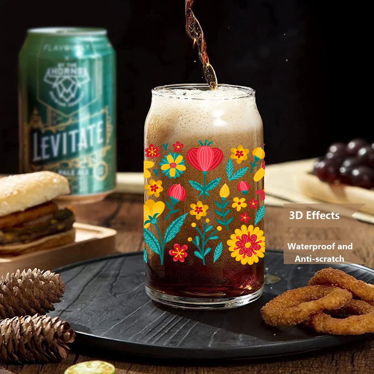 Daisy wild flower peel waterproof DIY Decals 3D transfers uvdtf crystal stickers 16oz uv dtf cup wraps for Libbey Glasses