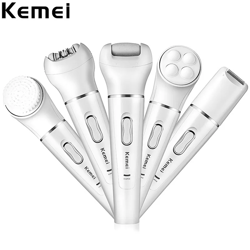 Kemei KM-2199 5 in 1 Full Body Shave Facial Cleansing Massage Ladies Care Set Painless Epilator 2
