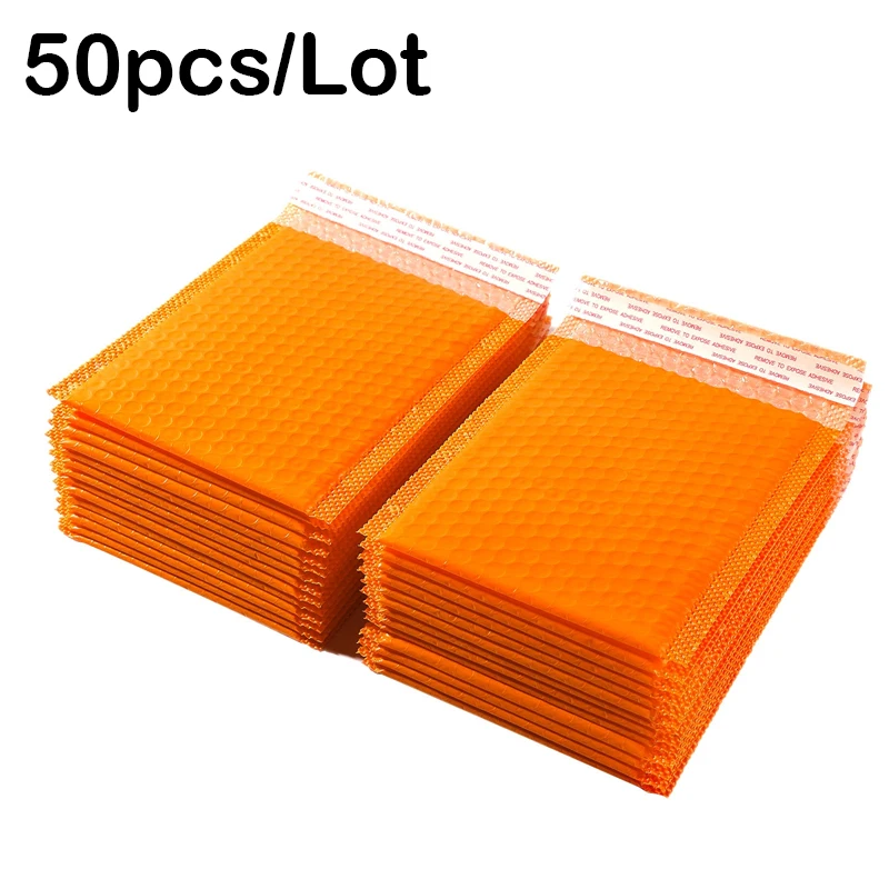 

50pcs Bubble Mailers Poly Bubble Mailer Self Seal Padded Envelopes Gift Bags Orange Packaging Envelope Bags For Book