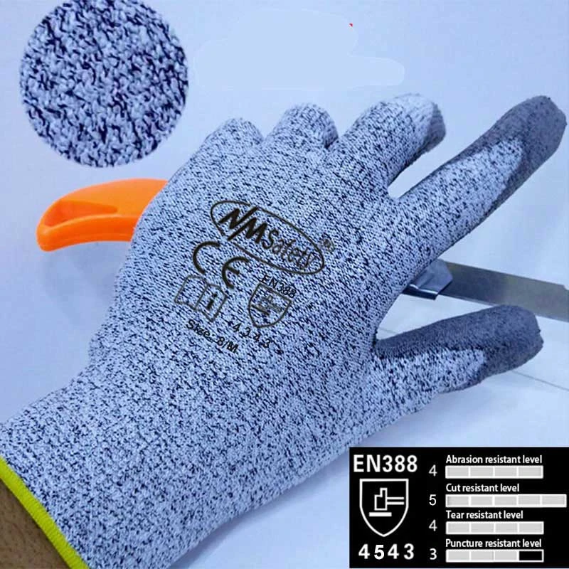 

NMShield 1/2/5/10/12 Pairs Anti-Knife Security Protection Glove with HPPE Liner Cut Resistant Safety Working Gloves