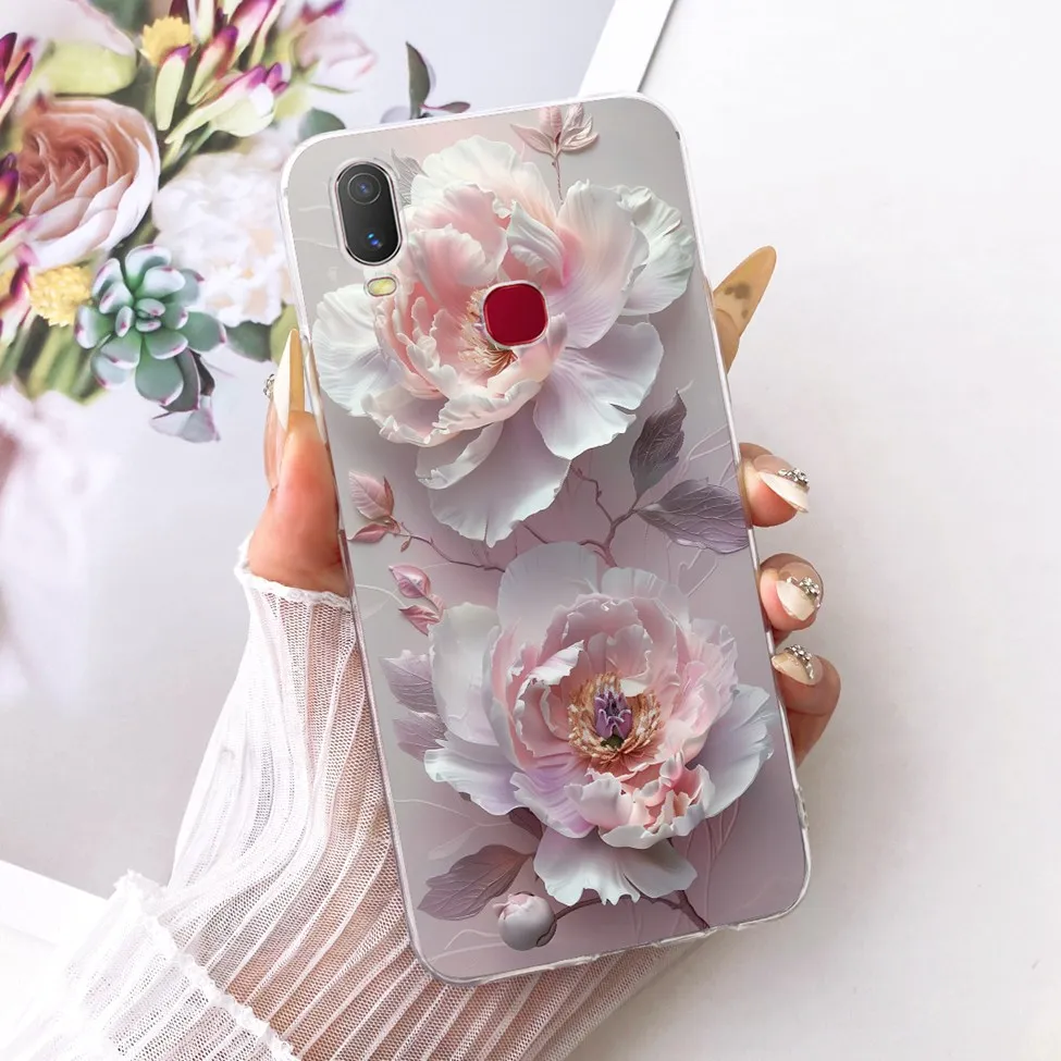 Clear Cute Cat Floral Soft Back Cover - Luxury Painted Design