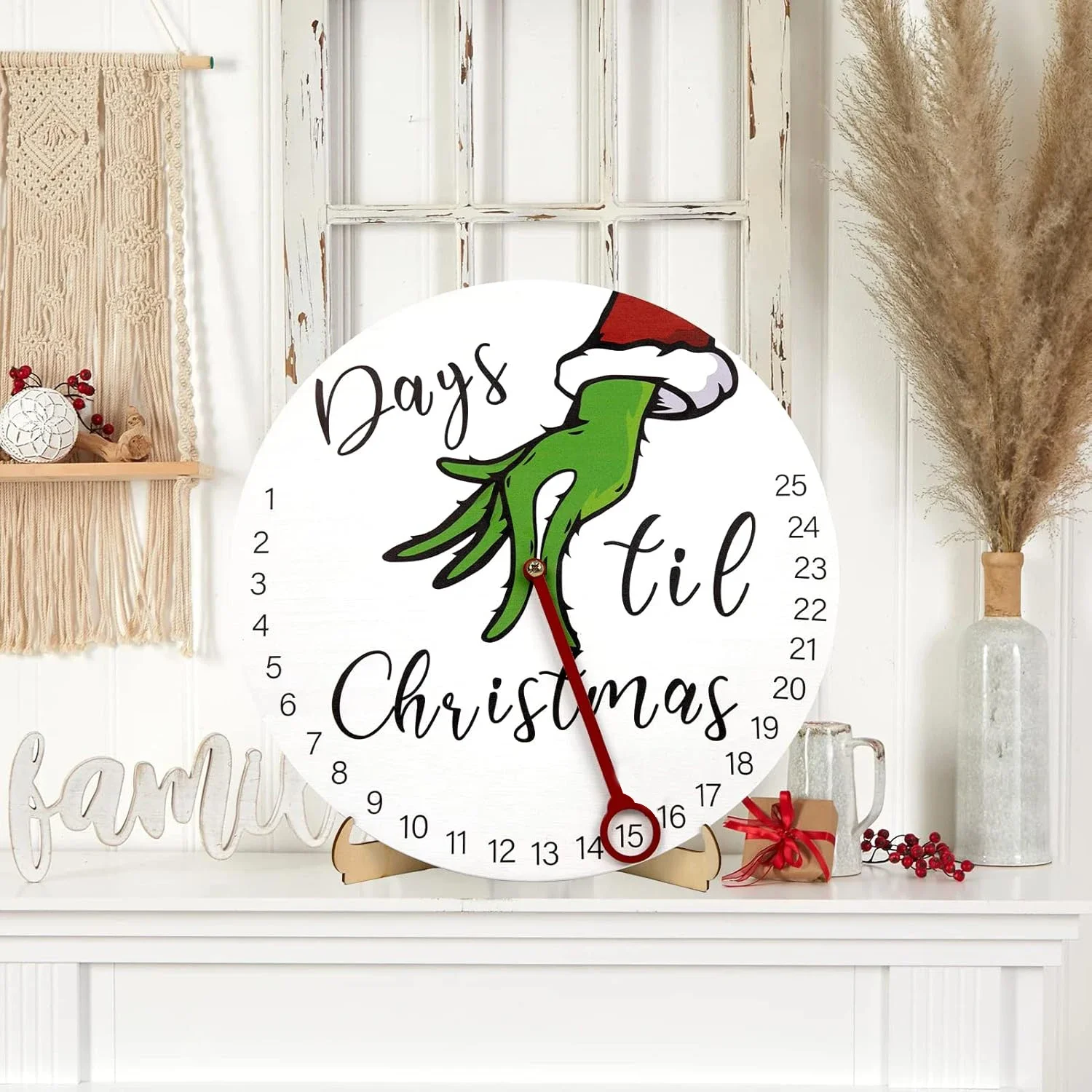 1 Pack Christmas Decorations Welcome Sign, Christmas Countdown Advent Calendar with Easel for Door Wall Mantel Decor