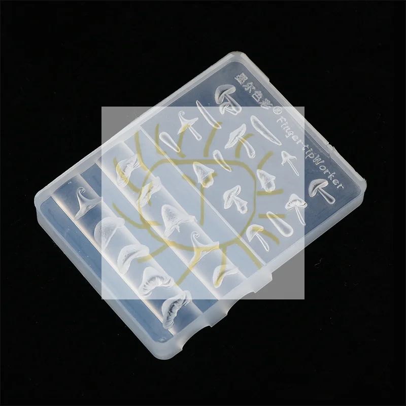 3D 버섯 네일 아트 실리콘 몰드 우아한 리본 패턴 스텐실 템플릿 DIY 조각 ..