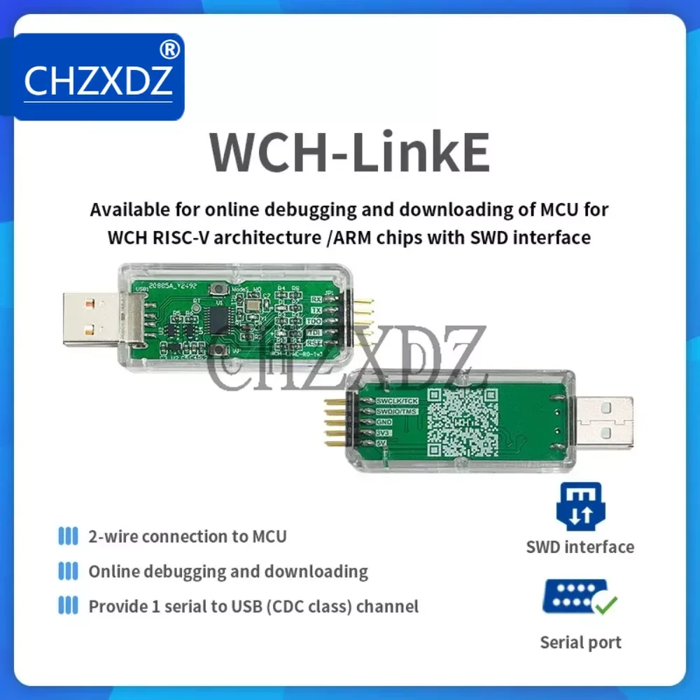 

WCH-LinkE Online Download Debugger Support WCH RISC-V Architecture MCU/SWD Interface ARM Chip 1 Serial Port To USB Channel