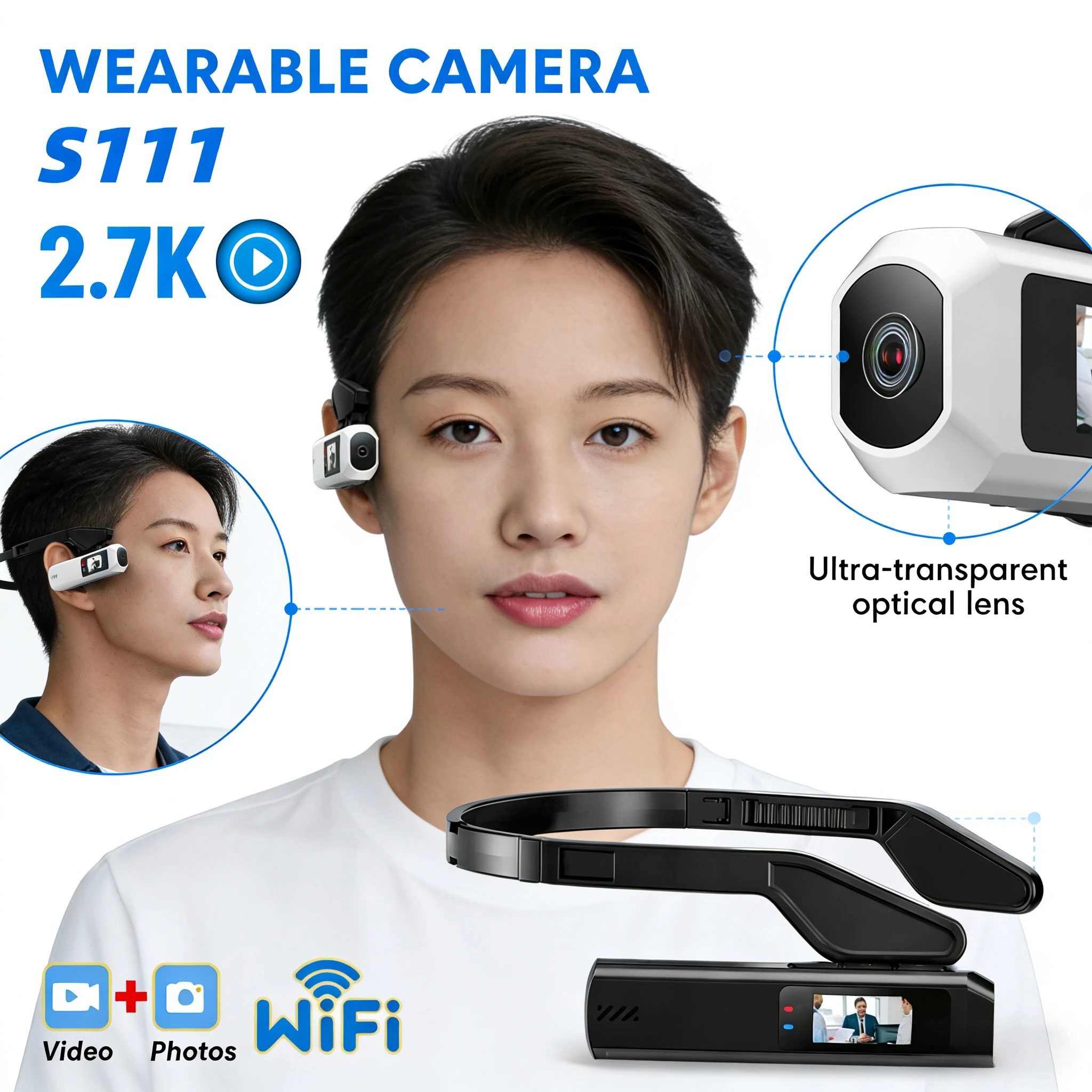 2.7K Mini Camera Wifi Wearable 12 million pixel Sport Action Camcorders Voice Prompt 110° Wide Angle APP Control Voice Recorder