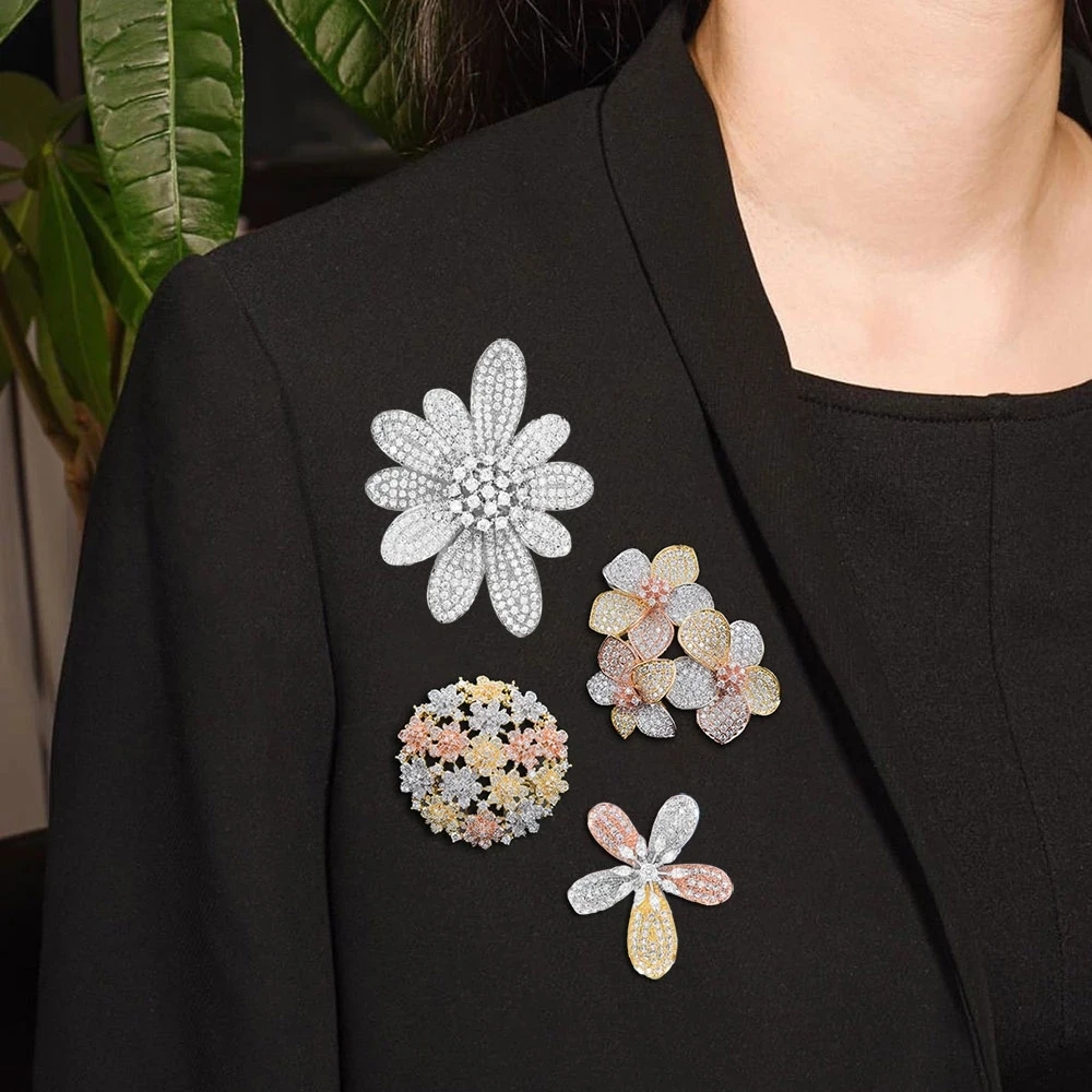 Missvikki Winter coat brooch Flowers Brooch Neck Jewelry pendant dual purpose for Women Wedding Party Birthday Anniversary Gift