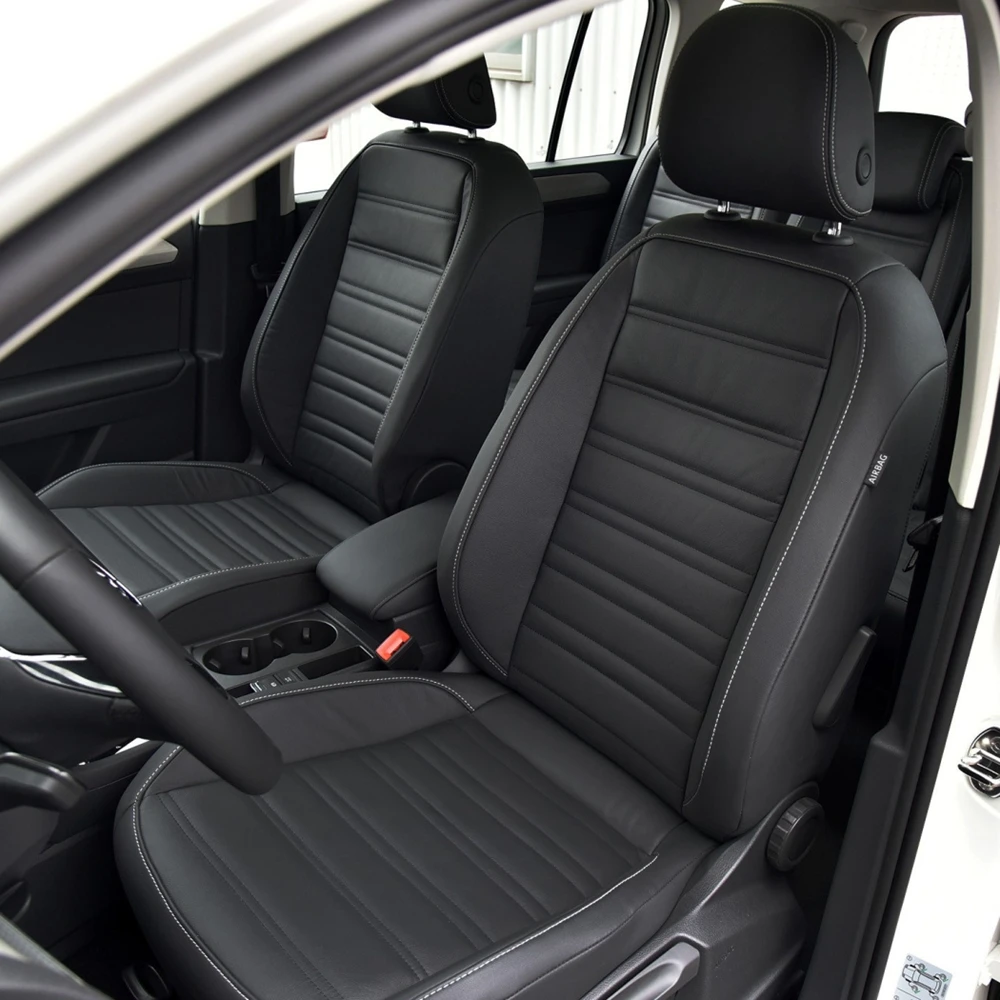 Türarmlehnen-Abdeckung Für VW Touran 2016-2018 - Weiches Leder, Kratzfest & Wasserdicht - Schwarz Mit Roter Naht