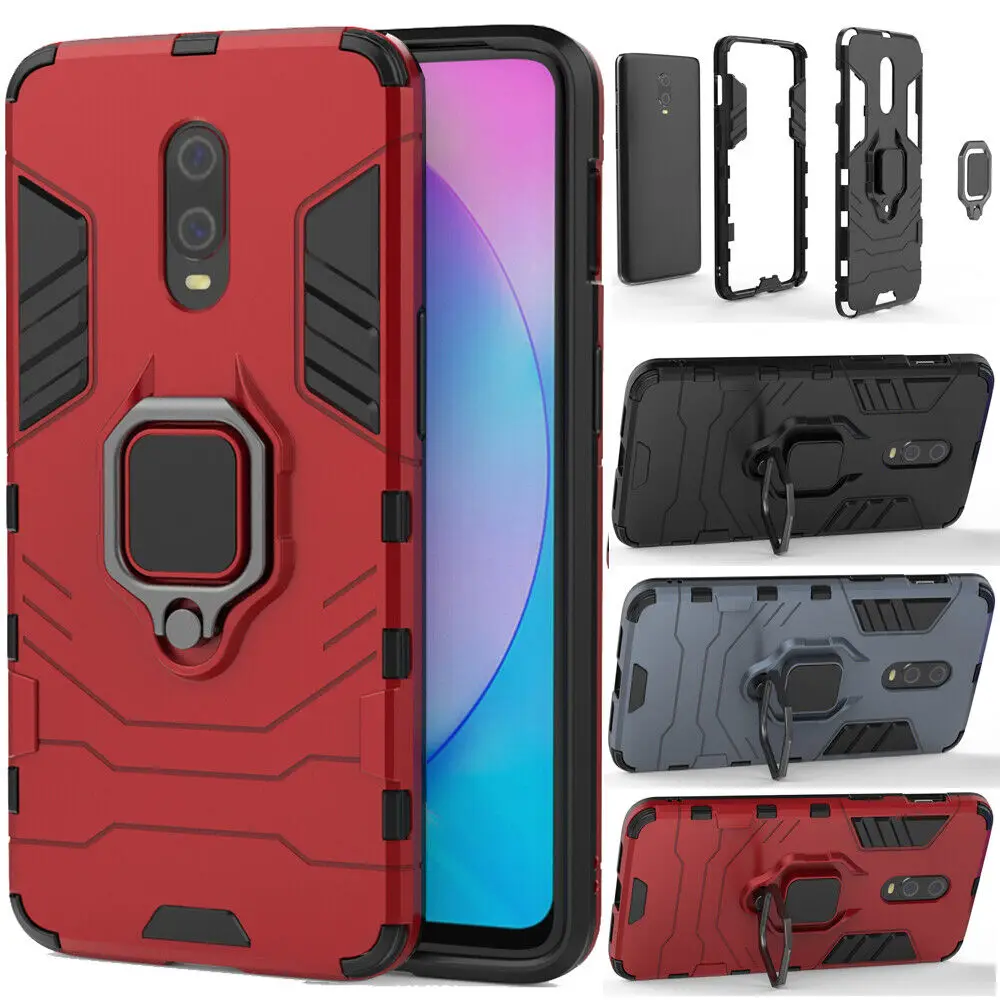 

For Oneplus 6T 7 Pro 8T Shockproof Armor Rugged Magnetic Ring Stand Case CoverTPU Bumper,Suporte de anel de metal,back cover