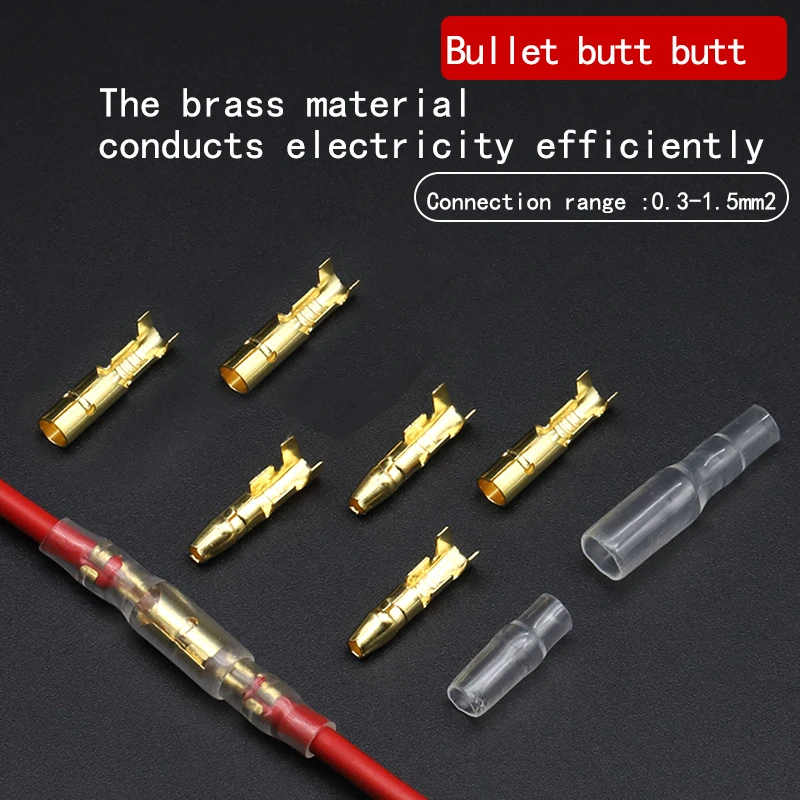 200PCS 50 Set Male Female Motorcycle Bullet Connector Socket Classic TerminalS For Cable Wire of 1.0 mm to 2.5 mm