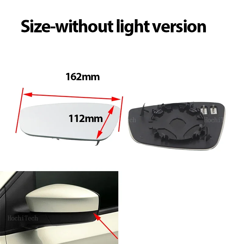 Auto links oder rechts Rückspiegel Glas Tür Flügelspiegel beheiztes Seitenspiegelglas für Volkswagen VW Polo 5 MK5 6R 6C 2010–2016 – Detail 2