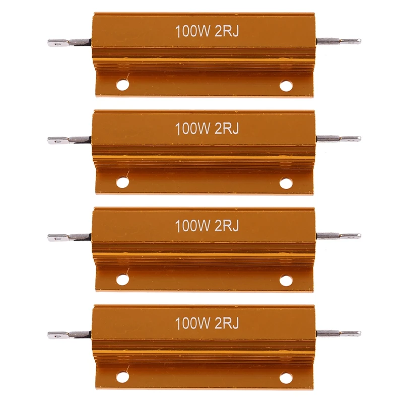 

4X Gold Aluminum Clad Power Resistor Resistance 100W, 2 Ohm 2R