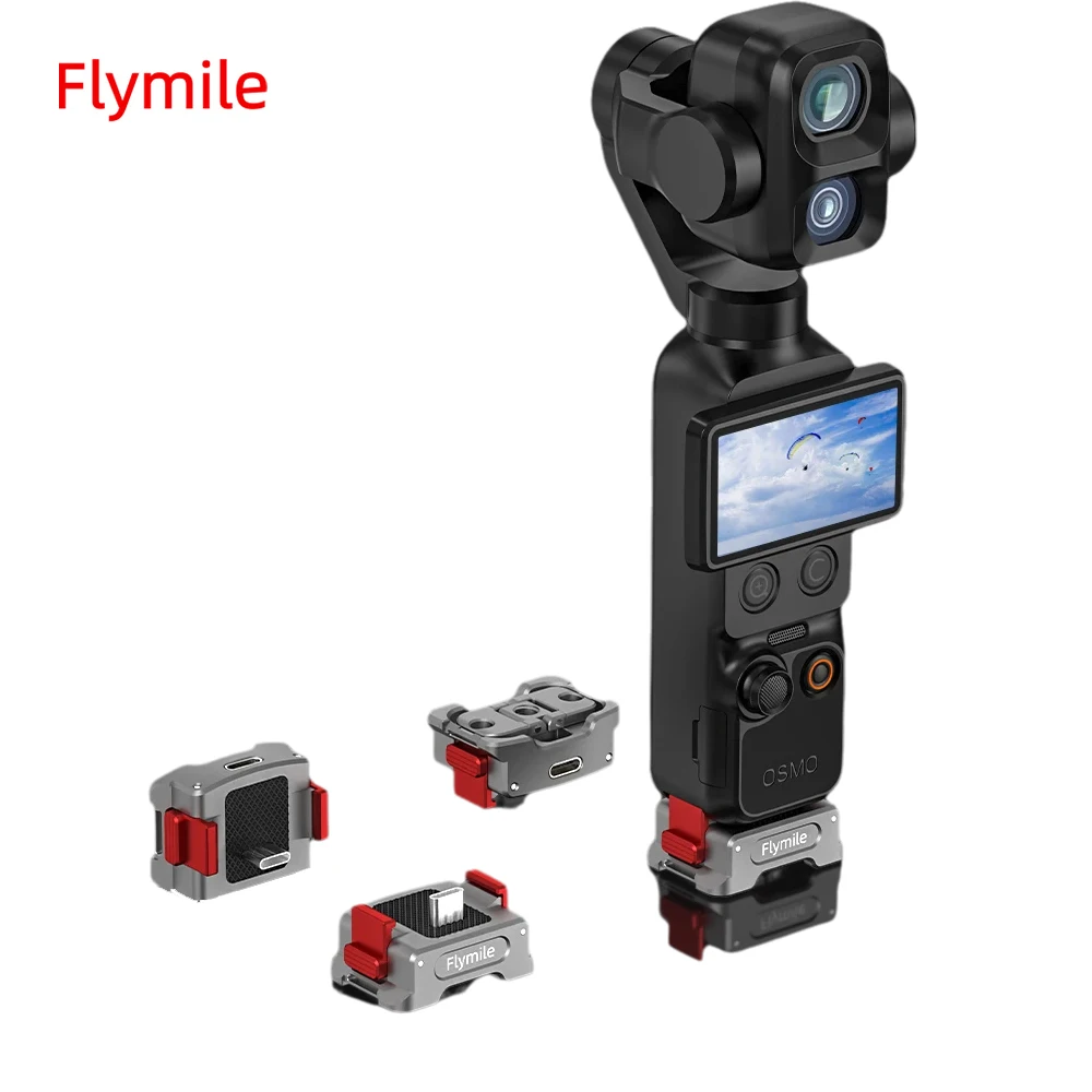 Flymile Pocket 4 Ladeadapter-Basis für DJI Osmo Pocket 4P 3 Desktop-Typ-C-Ladestation für Arca/1/4-Zoll-Schraublochhalterung