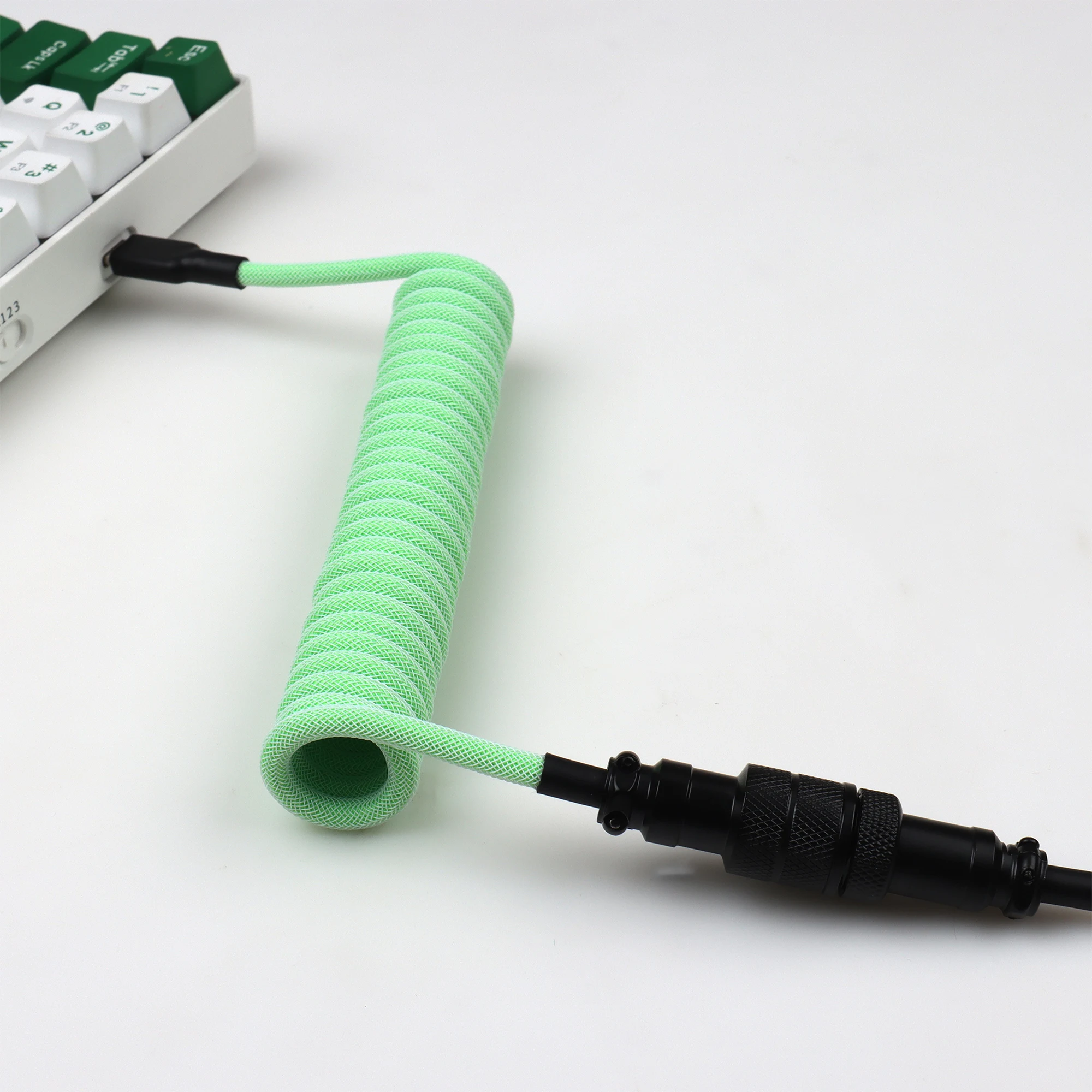 LANO USB A to Type C for Mechanical Gaming Keyboard Double Sleeved Wire with GX16 Detachable Aviator Coiled Power Cable 16 S7ece3e59088048debf730e9cd7c18403p