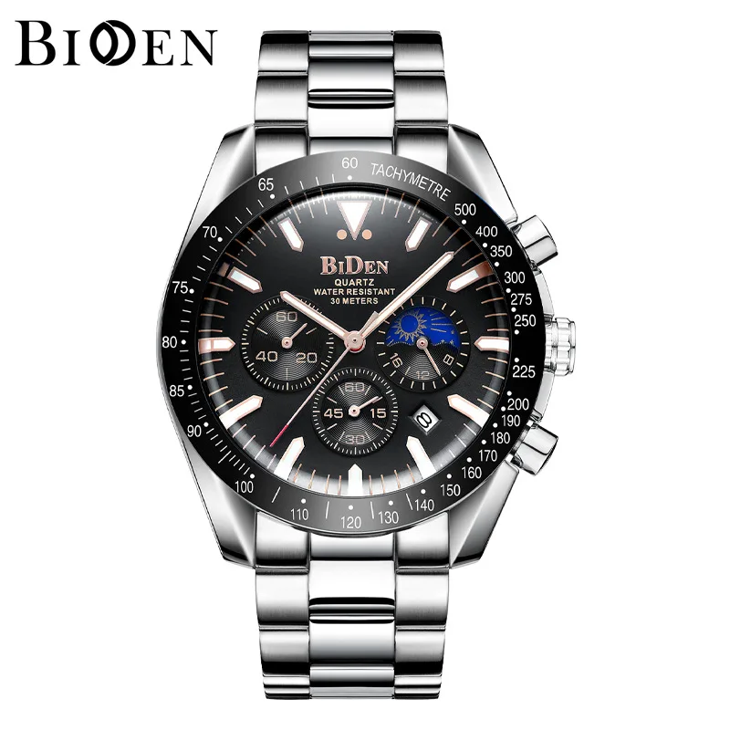 Biden Blue Water Ghost men's wristwatch stainless steel strap top brand luxury fashion casual multi-functional men's watch