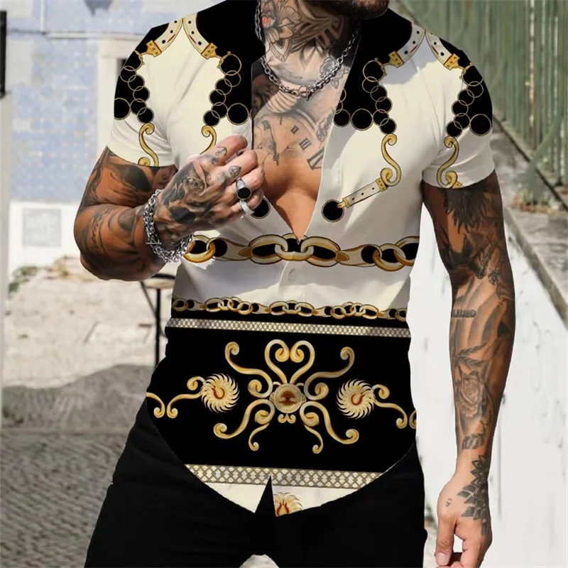 

Men's shirts with personalized pattern printed lapel long sleeves large size daily business casual comfortable long sleeves
