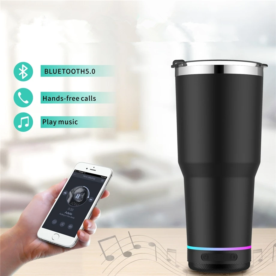 50sets/lot 30oz/900ml Bluetooth Music Tumbler Pack Phone Mug Detachable