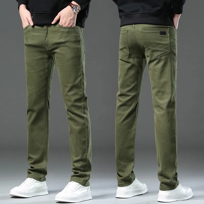 Autumn And Winter Men's Jeans New Large Size 29 44 Casual Pants Male Straight Elastic High Waist Trousers Fashion Color Pants 2