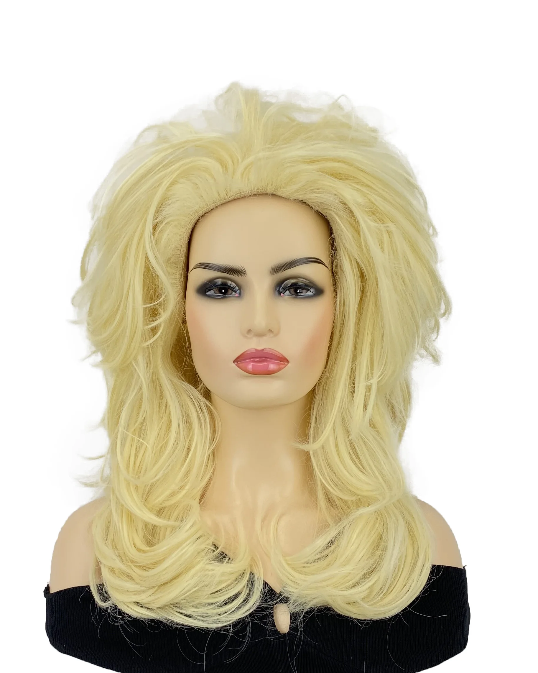 

Blonde Long wavy Curly synthetic hair wig for women Palace wig hair wigs for lady full bangs