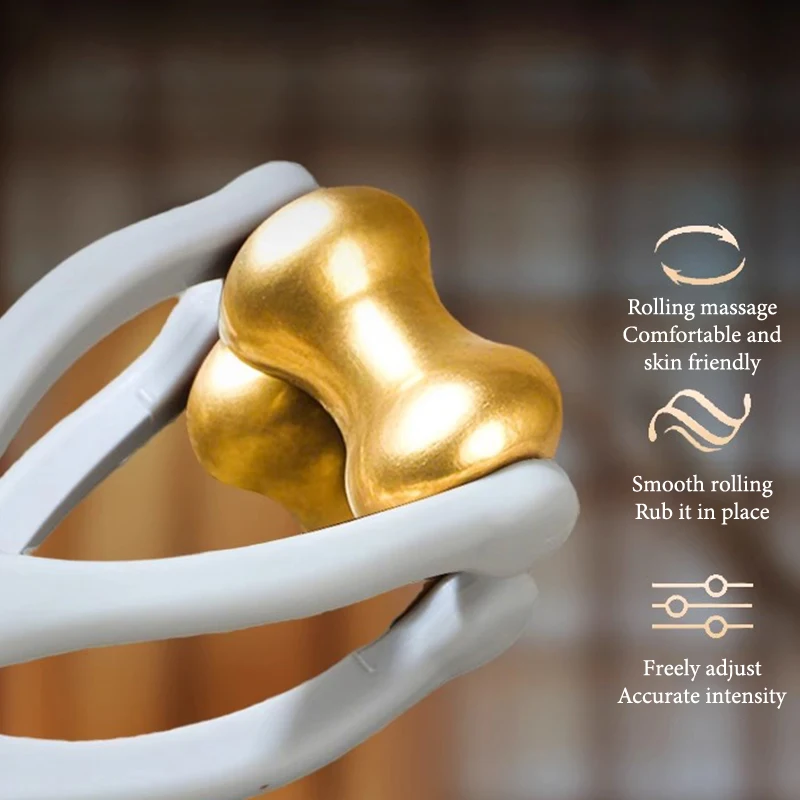 Finger Massage Dual-Row Roller Brass Roller Design Easy Use Relieve Finger Fatigue Promote Blood Portable Finger Massage Tool