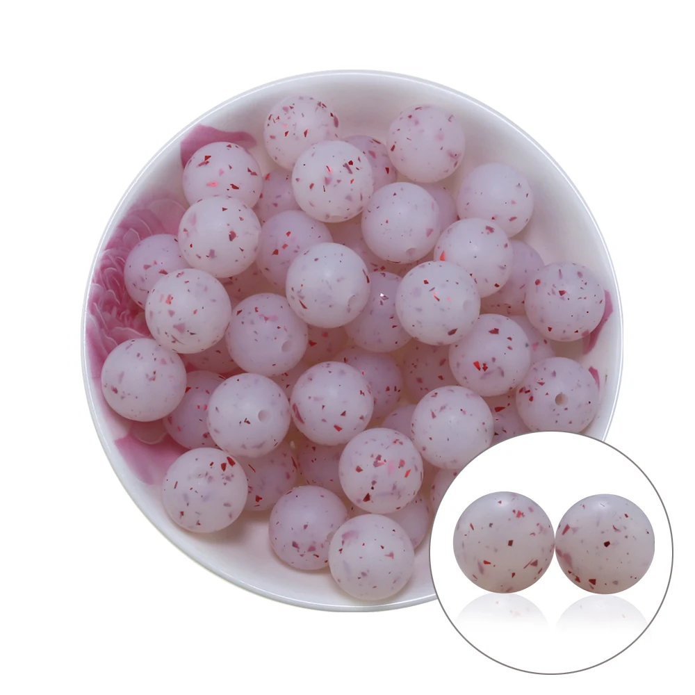 thumbnail image 1 of Envío gratuito, 10 piezas nuevas de cuentas de silicona con purpurina de 15 MM para dentición, perlas redondas brillantes transparentes, accesorios para pulseras y collares DIY, 1 of 5