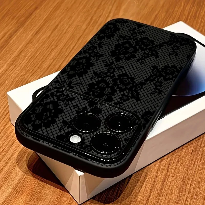 Custodia Protettiva Rosa Nera in Pizzo INS con Protezione Lente per iPhone 17 16 12 14 Pro Max 15 13, Cover Protettiva per iPhone 17 16 11 Pro Max - Image 6