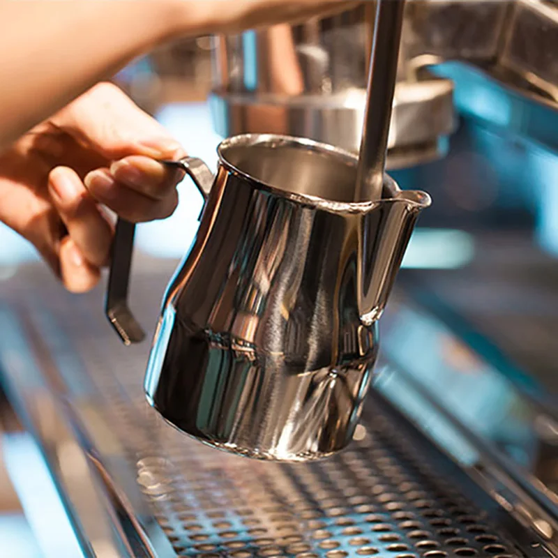 Stainless Steel Milk Frothing Jug Long Rounded Spout Latte Art Jug Milk Pitcher Frother Professional Barista Steaming milk frother jug milk frothing jug