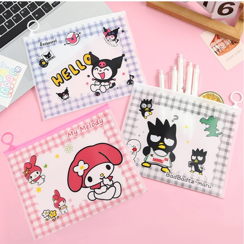 Sanrio Kawaii Hello Kitty Melody Kuromi Zipper Bag 10pcs-20pcs Child Stationery Packaging Bag Seal Dustproof Storage Bags